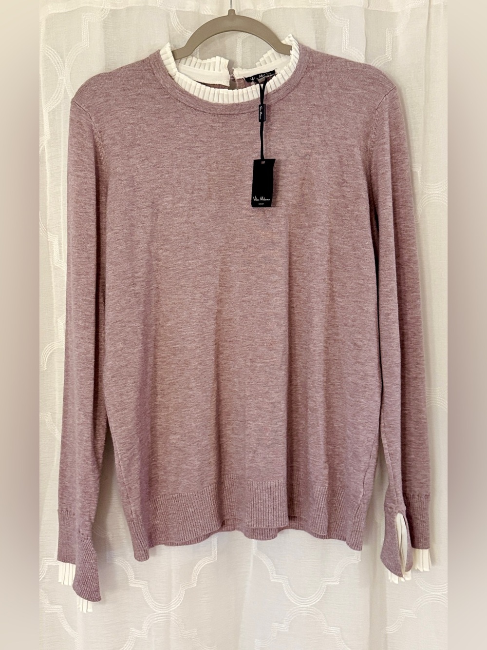 Vila Milano NWT XL Mauve Layered Pleated Chiffon Sweater